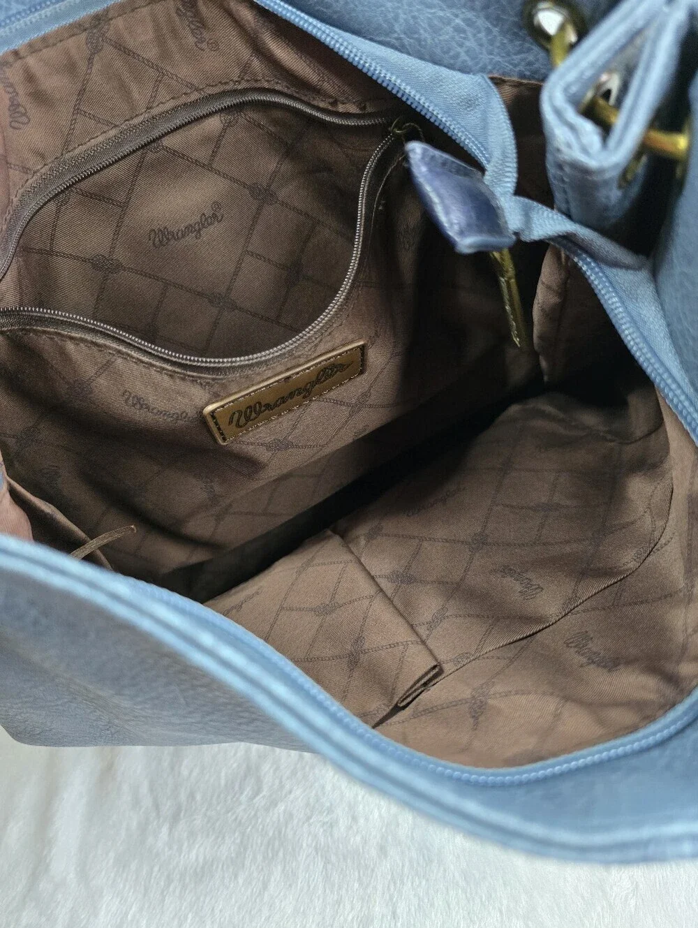 Wrangler Montana West Two Tone Hobo Bag Blue Denim And Navy